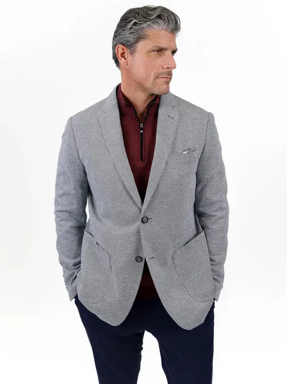 7 Downie St. Kennedy Grey Cotton Knit Blazer | Grey