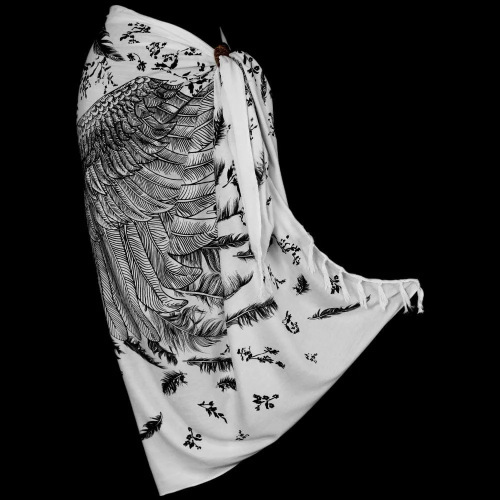 Black and White Angel or Bird Wings Sarongs