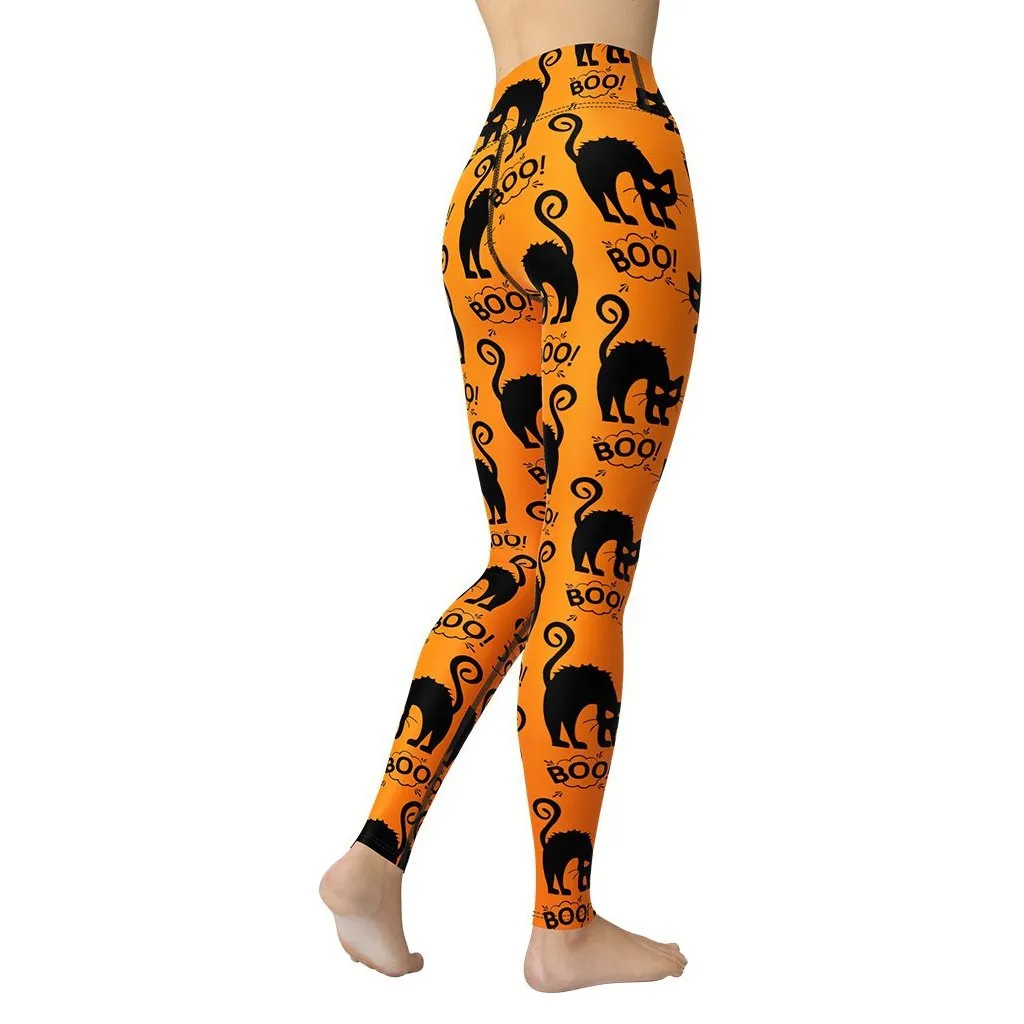 Black Kitty Halloween Yoga Leggings