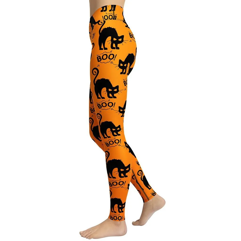 Black Kitty Halloween Yoga Leggings