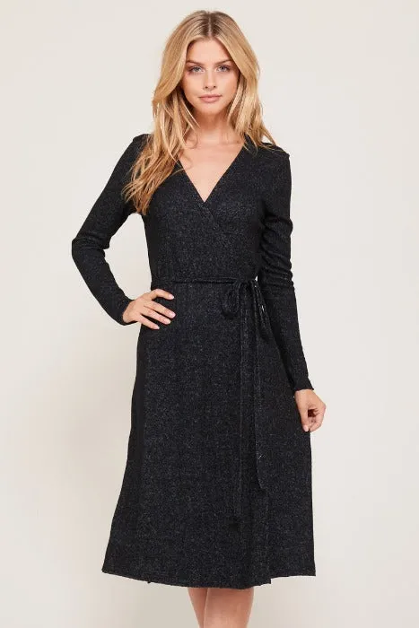 Black Ultra Soft Wrap Dress - Large