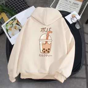 Boba Milk Tea Double Sided Print Soft Hoodie