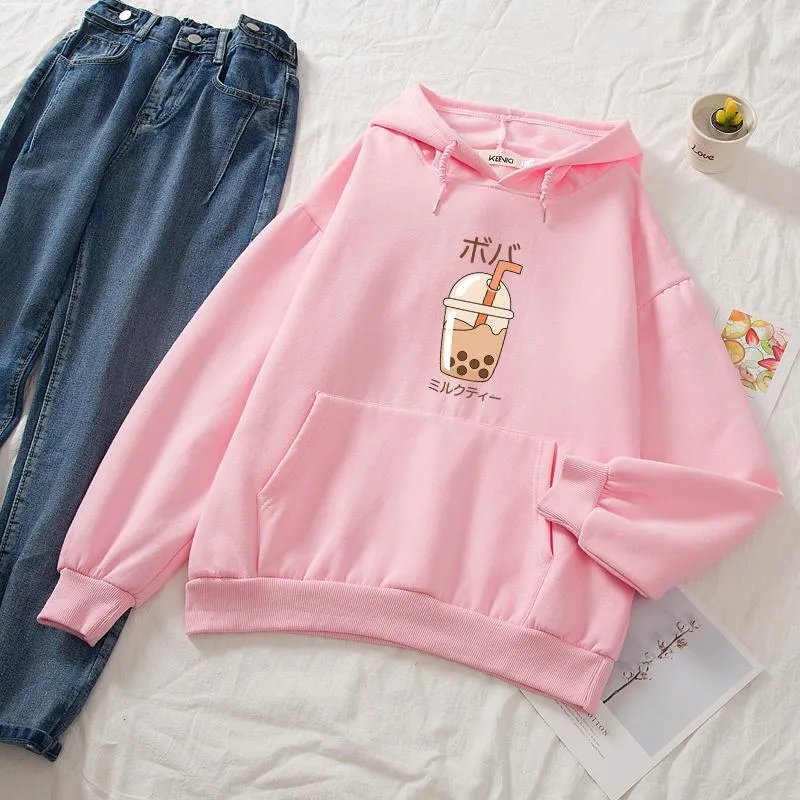 Boba Milk Tea Soft Hoodie Front Print