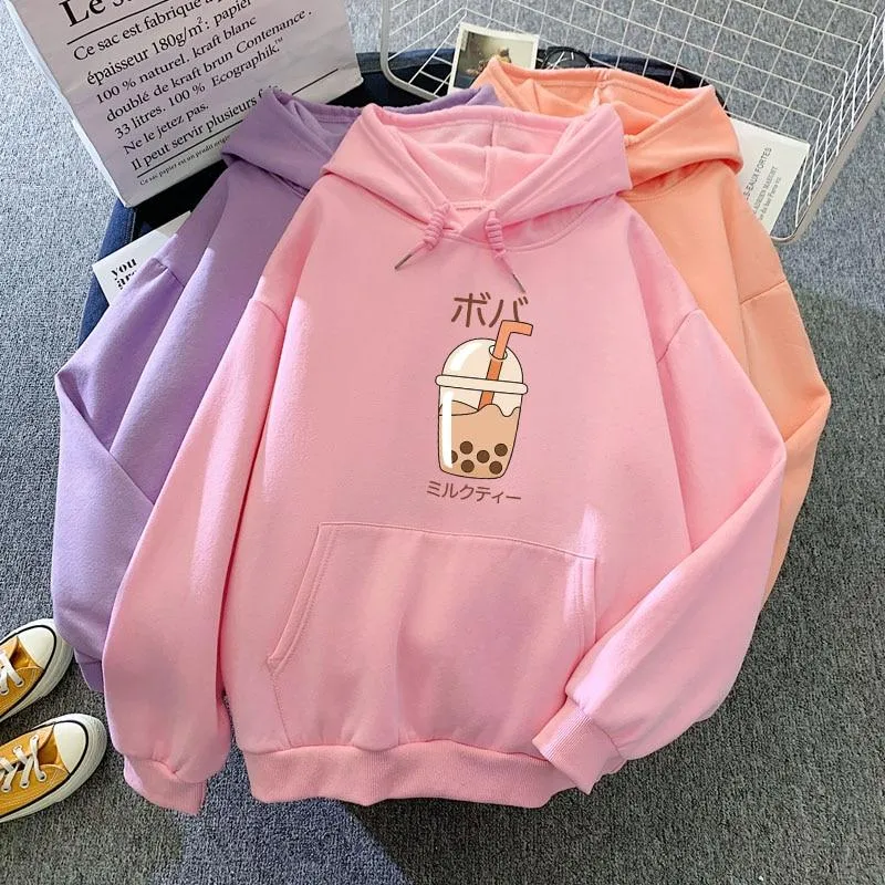 Boba Milk Tea Soft Hoodie Front Print