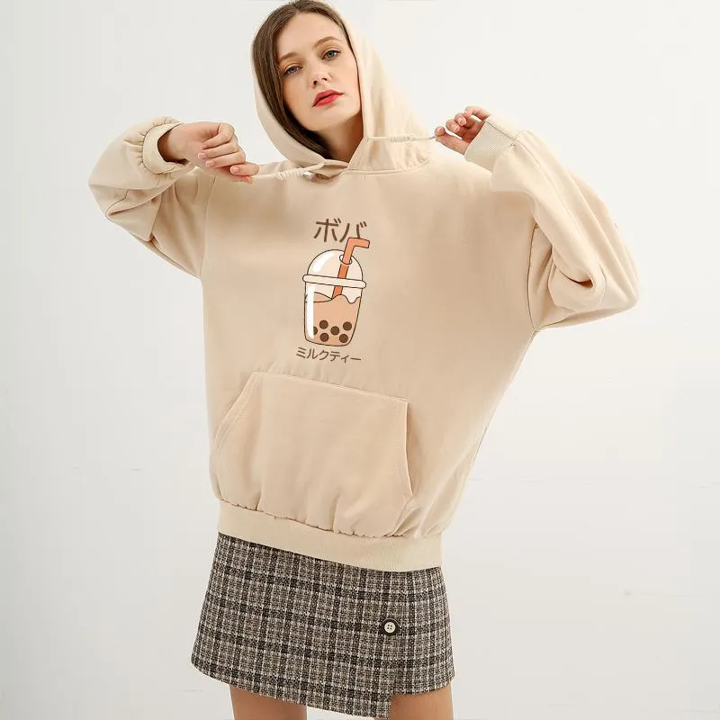 Boba Milk Tea Soft Hoodie Front Print