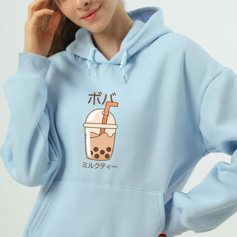 Boba Milk Tea Soft Hoodie Front Print