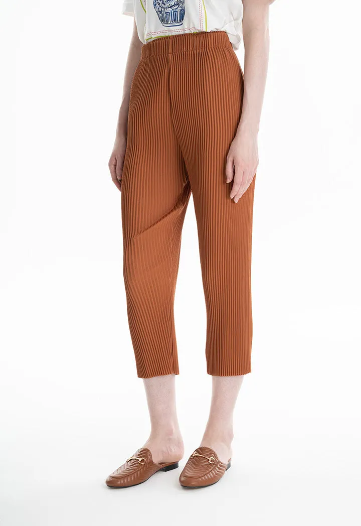 Choice Elasticated Waist Pleated Trousers Brick