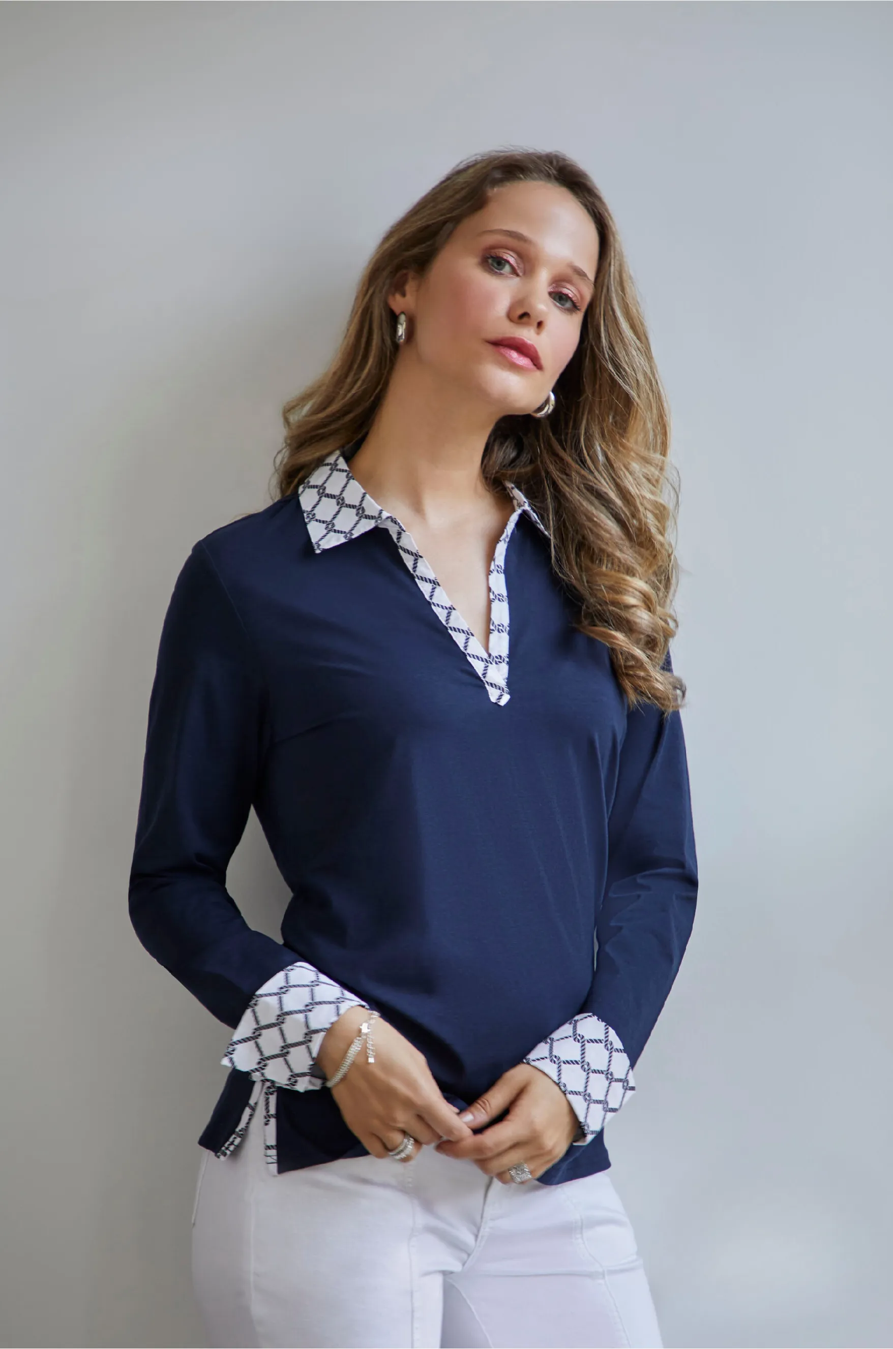 Collared V-Neck Top