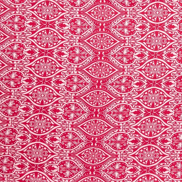 Creatives Rayon Fabric, Red Paisleys- Width 130cm