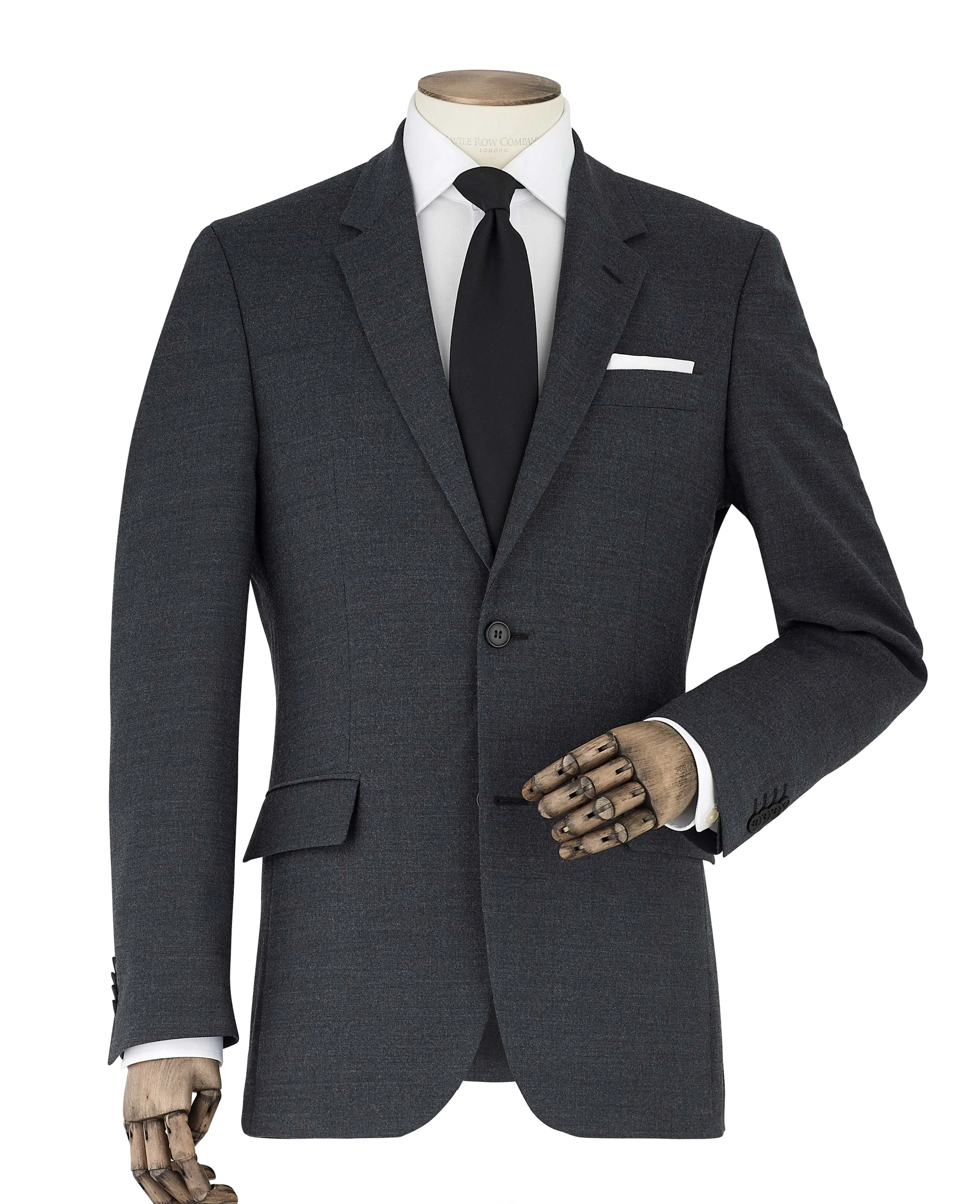 Dark Grey Wool-Blend Tailored Suit Jacket