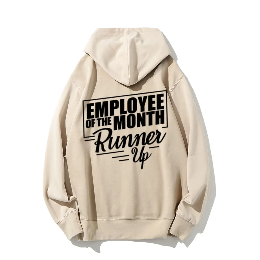 Employee Of The Month Funny Letter Graphic Pullover With Kangaroo Pocket Hoodies