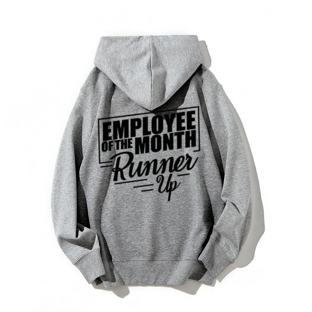 Employee Of The Month Funny Letter Graphic Pullover With Kangaroo Pocket Hoodies