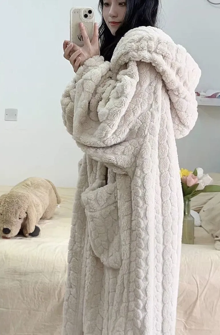 Fleece Extra Warm Hooded Robe