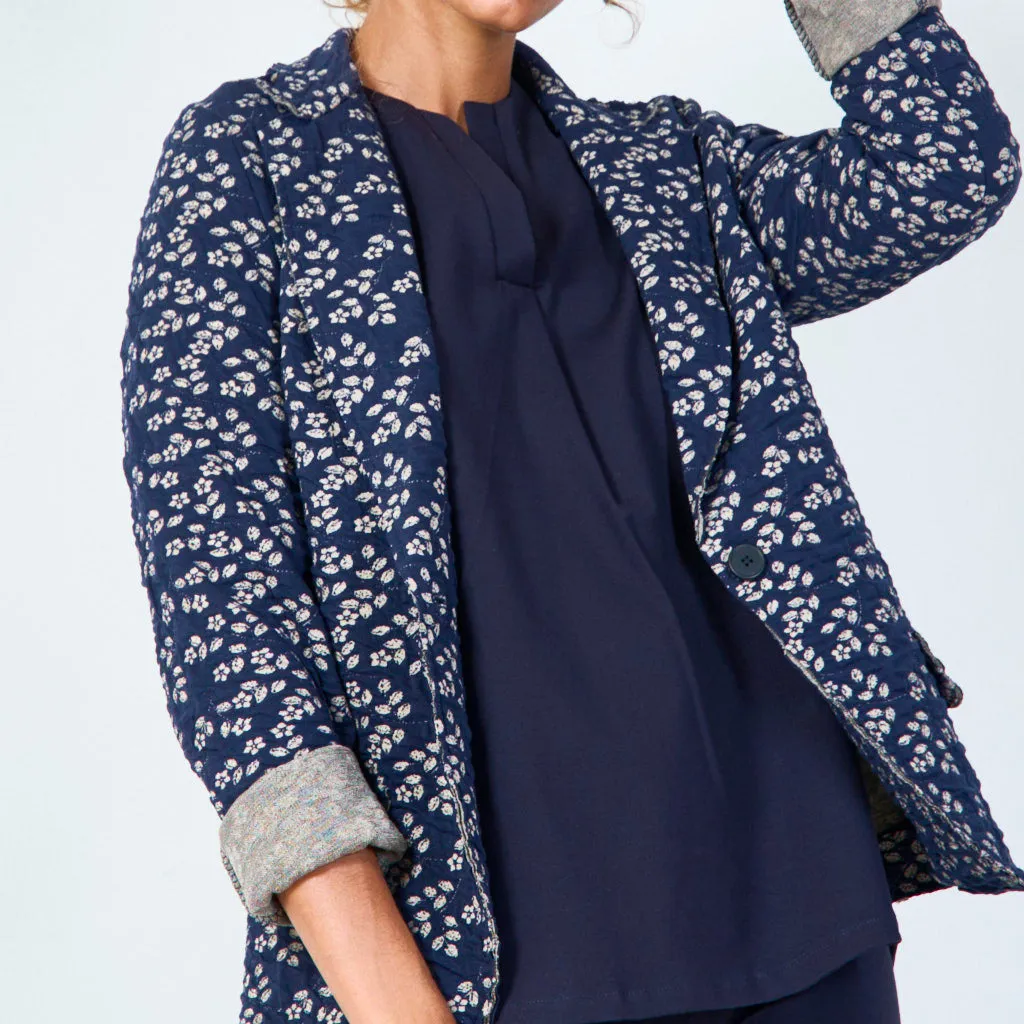 Floral print blazer with rolled cuffs wholesale