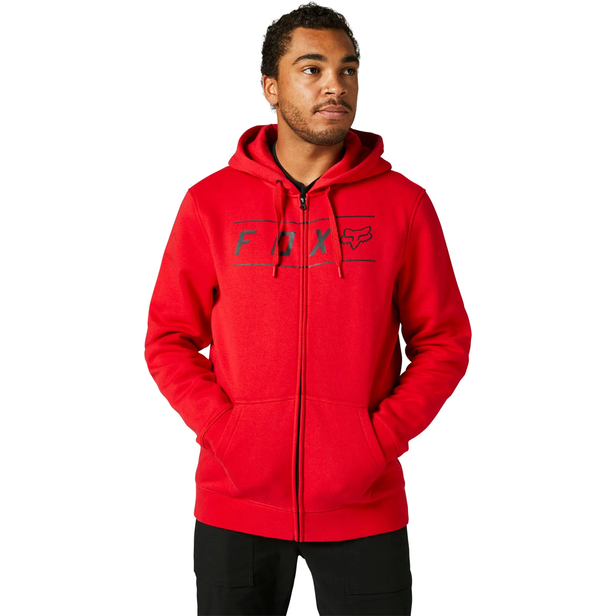 Fox Racing  Mens Flame Red Pinnacle Zip Fleece Hoodie Warm Soft Casual Sweatshirt