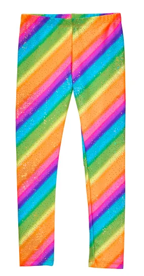 Girls Novelty Stretch Leggings  | Rainbow Sparkle