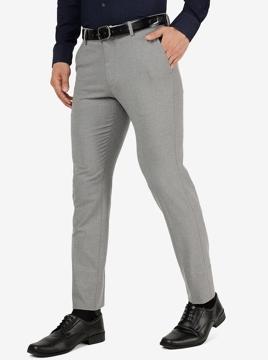 Grey Solid Super Slim Fit Trouser | JadeBlue