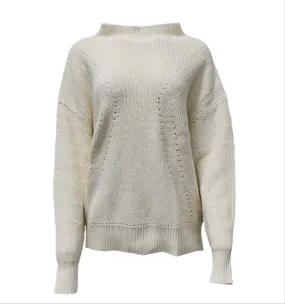 HoodLamb Women's Cream Pointelle Hemp Soft Sweater 420 NWT