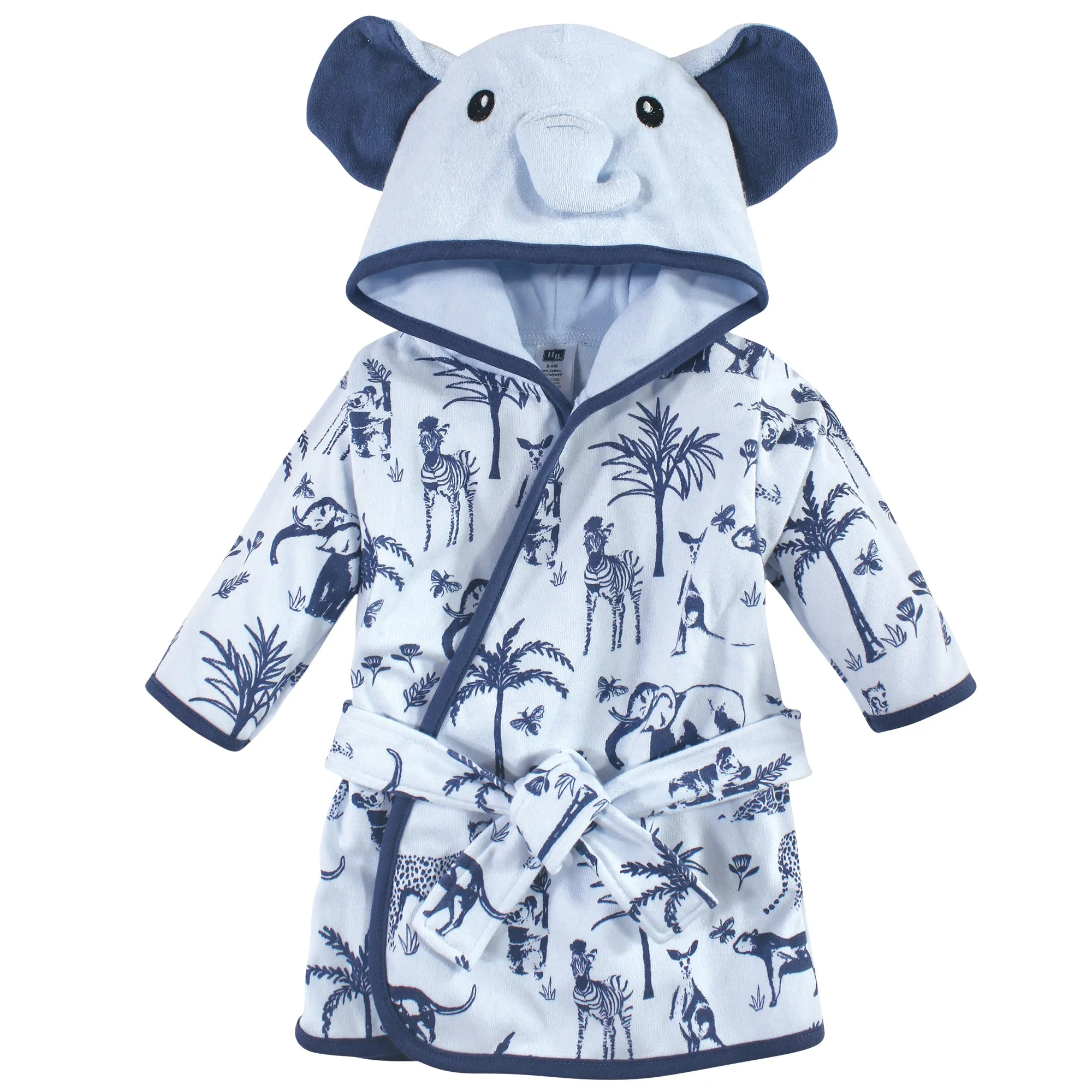 Hudson Baby Cotton Rich Bathrobe, Blue Elephant