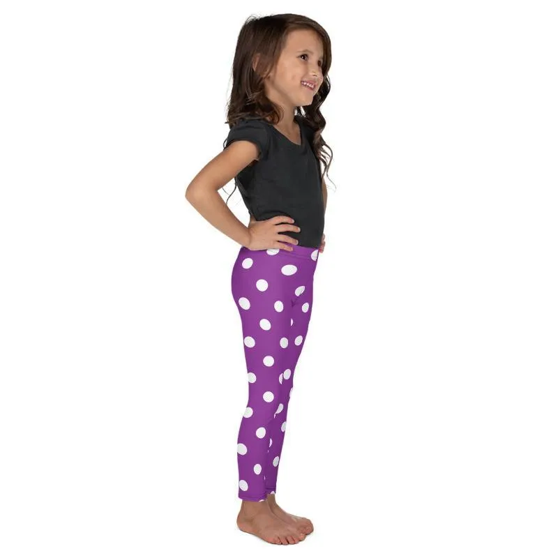 Kids Purple Polka Dot Leggings