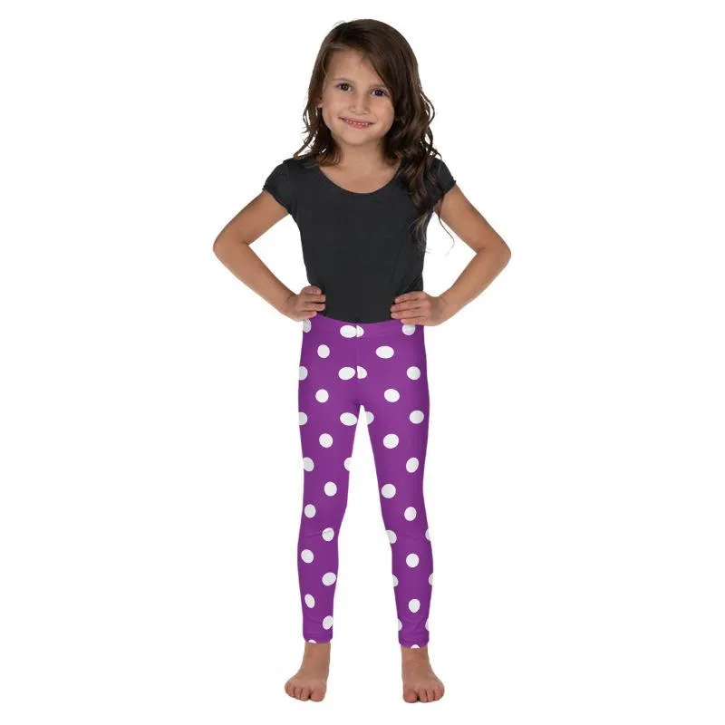 Kids Purple Polka Dot Leggings