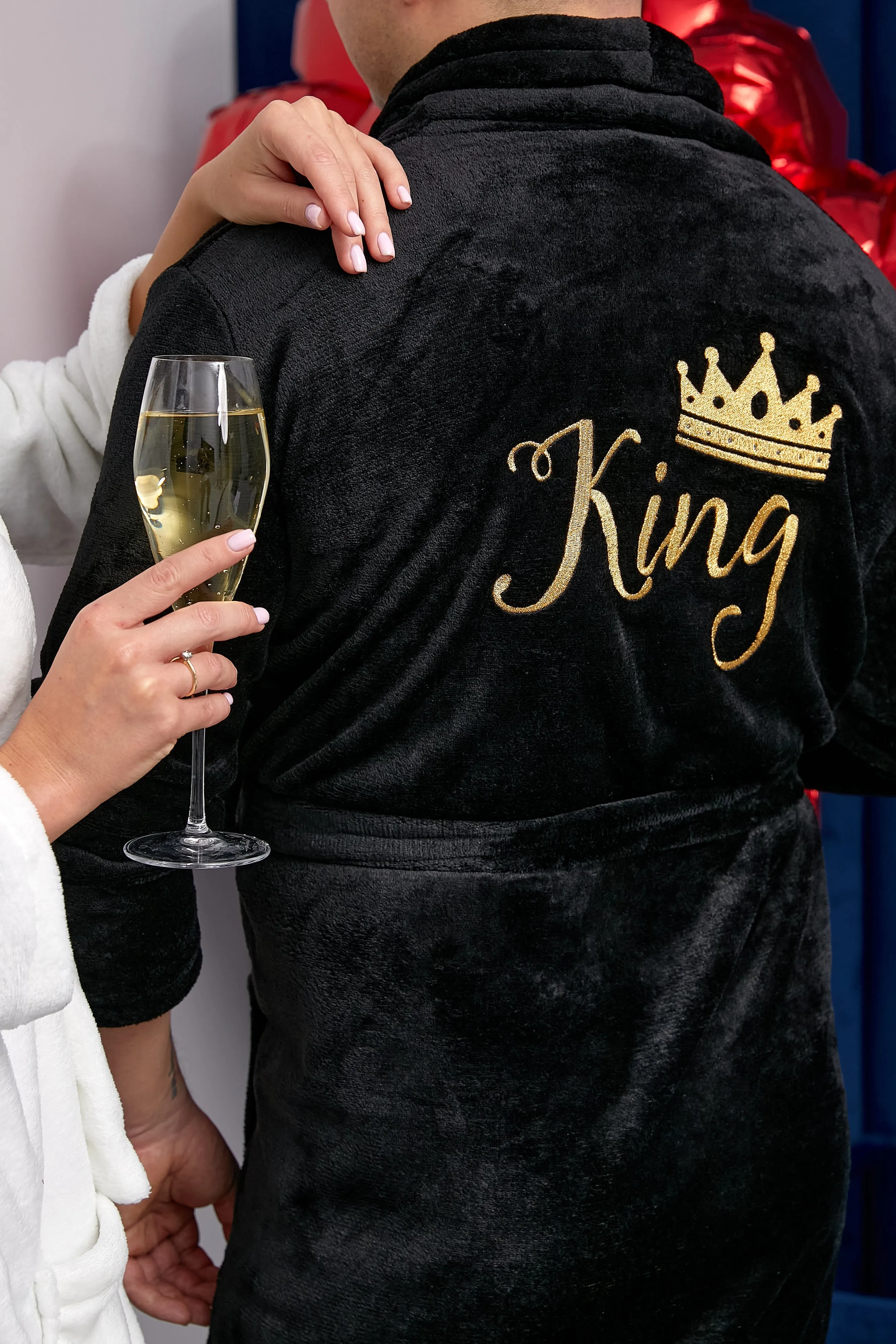 King and Queen Custom Bathrobes for Couple Cozy Terry Bathrobes - Glitter