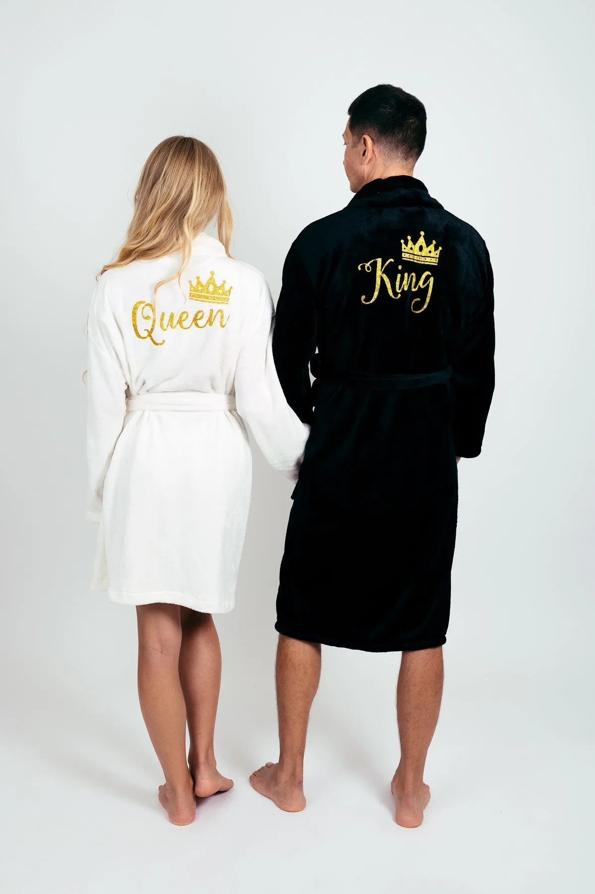 King and Queen Custom Bathrobes for Couple Cozy Terry Bathrobes - Glitter