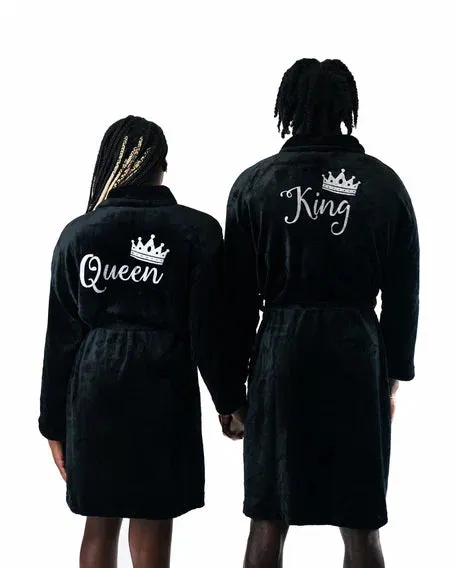 King and Queen Custom Bathrobes for Couple Cozy Terry Bathrobes - Glitter