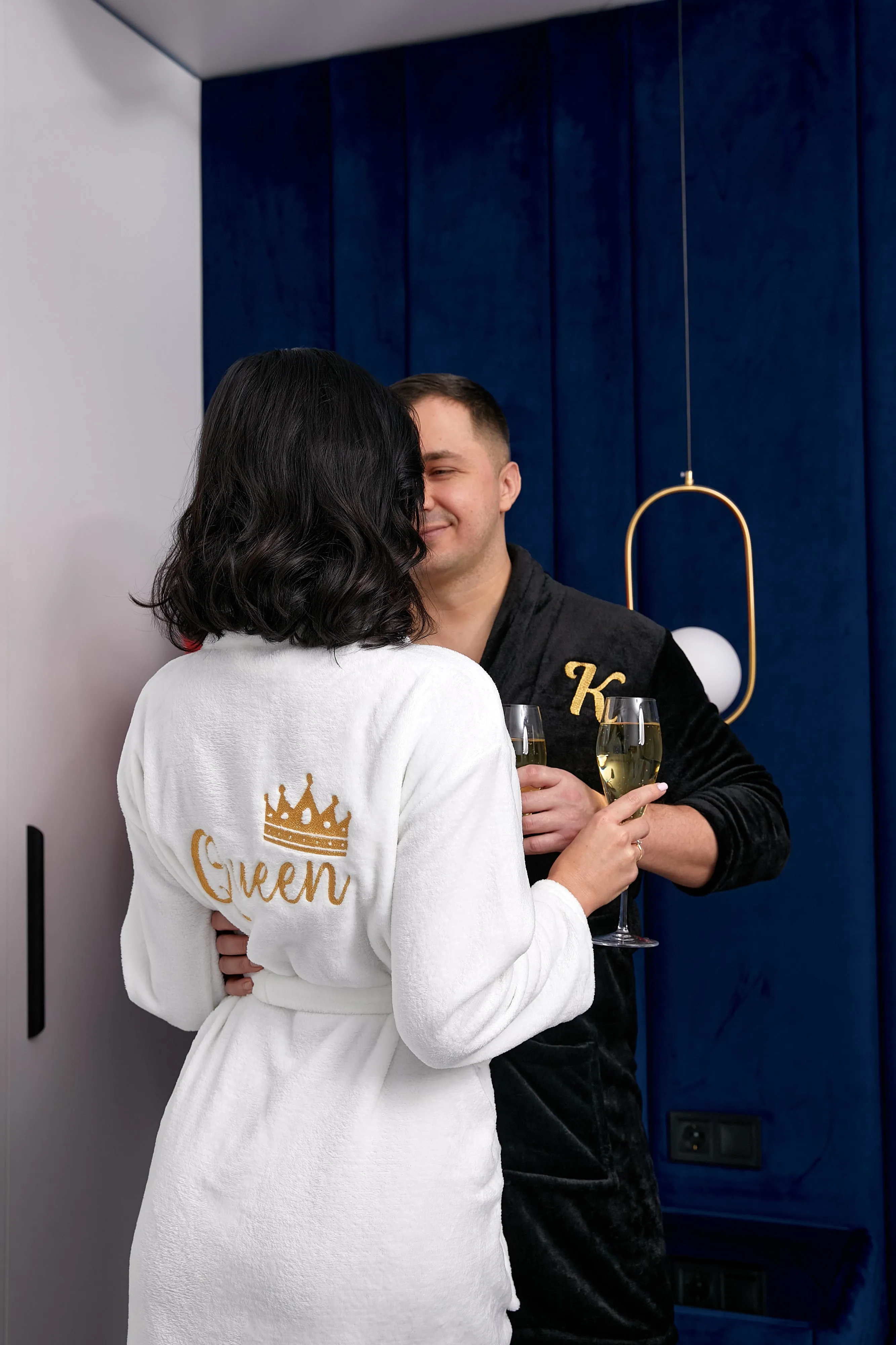 King and Queen Custom Bathrobes for Couple Cozy Terry Bathrobes - Glitter