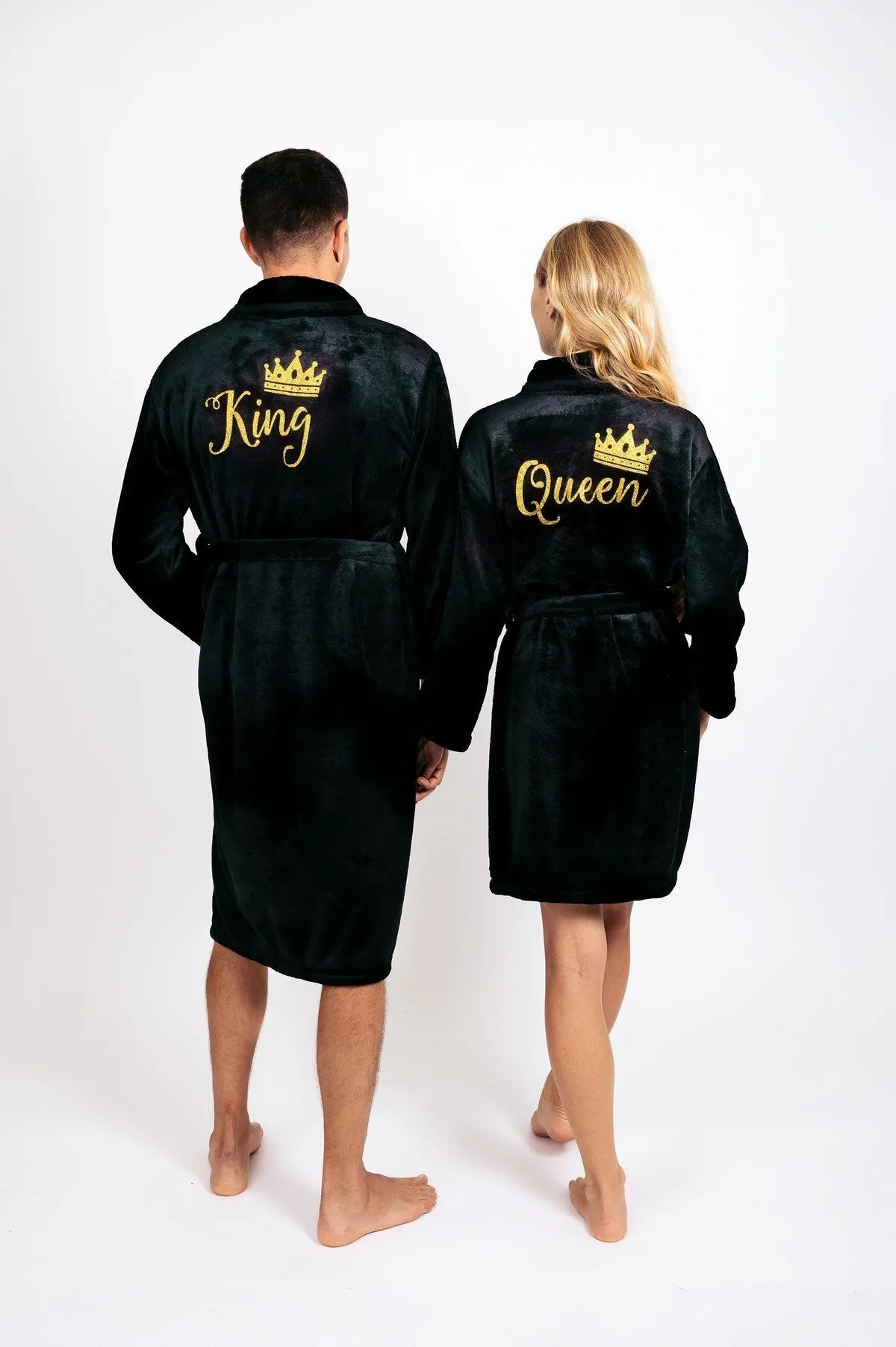 King and Queen Custom Bathrobes for Couple Cozy Terry Bathrobes - Glitter