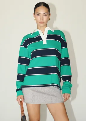 Kyle Stripe Knit Polo Top - Green