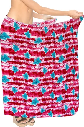 LA LEELA Women's Swimwear Pareo Sarong Bikini Coverups Wrap One Size Pink_E456