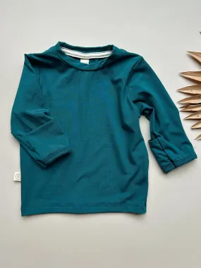 Long Sleeve Crew Neck Tee with Mittens | Baby & Toddler | Luxury Bamboo | Peacock