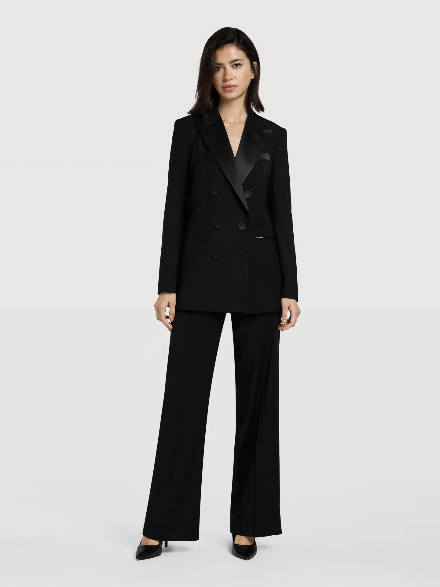 Loose Fit Black Tuxedo Trousers