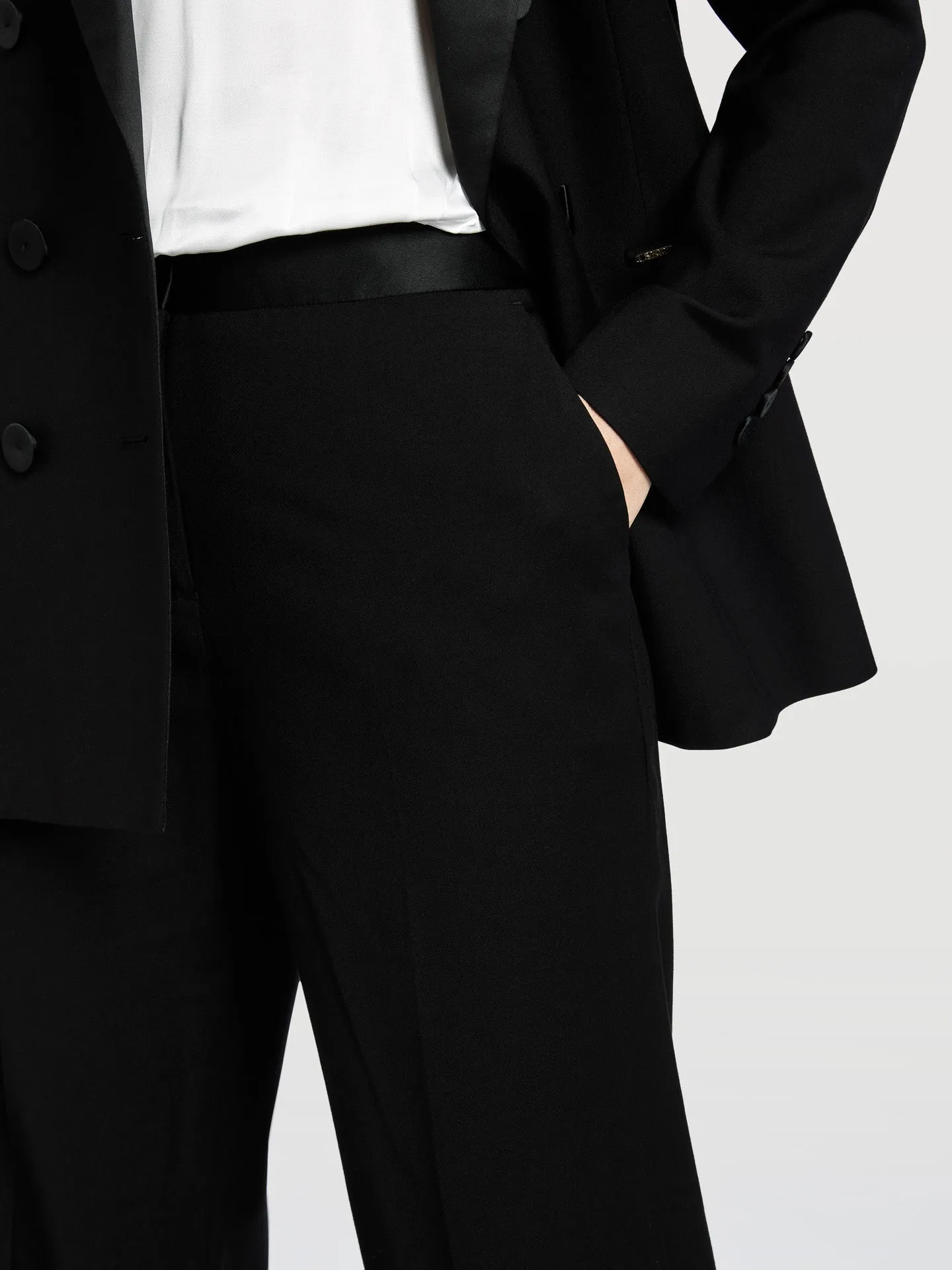 Loose Fit Black Tuxedo Trousers