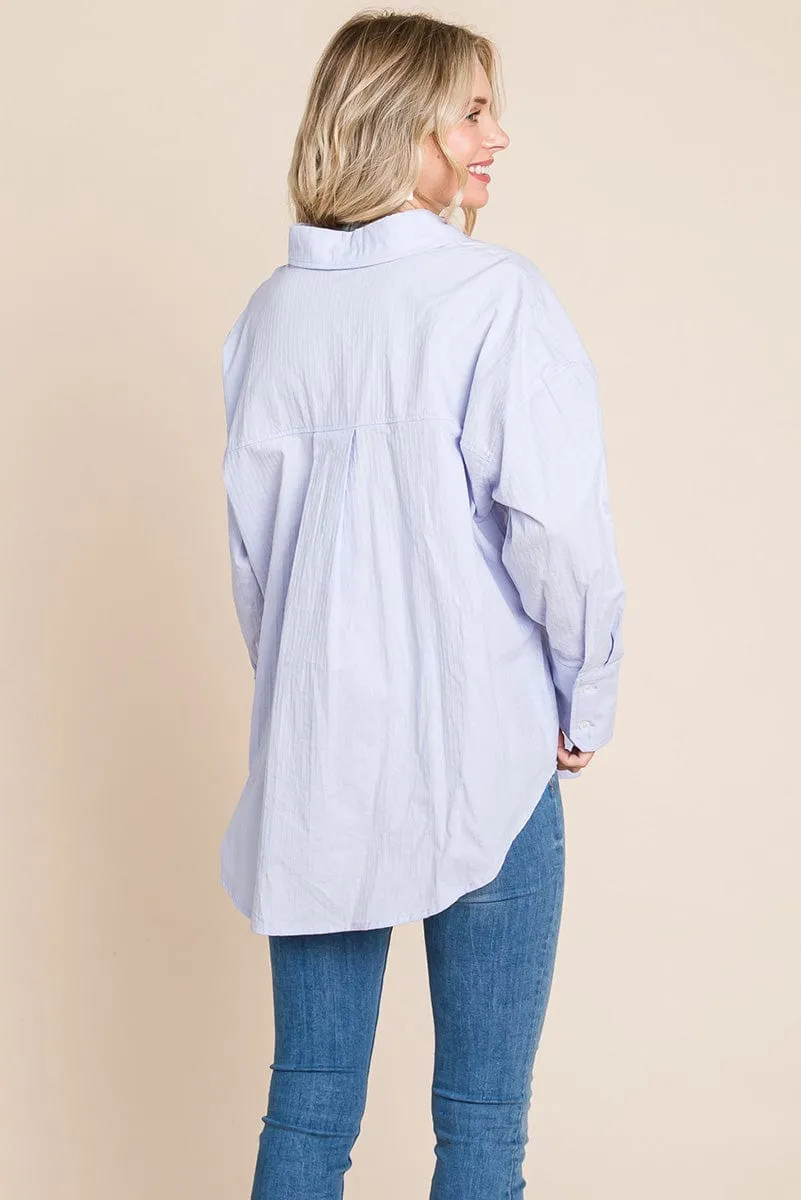 Low Shoulder Button up Cotton Shirts Blouse