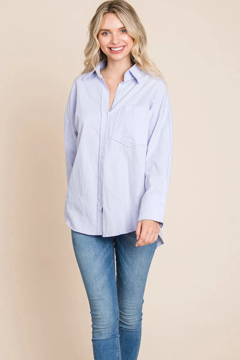 Low Shoulder Button up Cotton Shirts Blouse