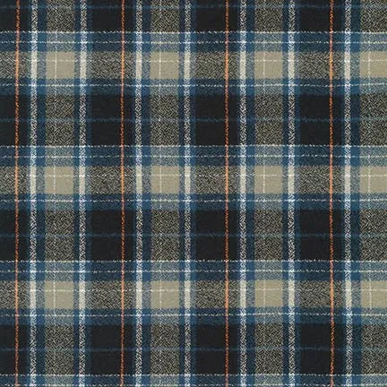 Mammoth Cotton Flannel "Linden Hills" Storm Plaid Fabric, 1/4 yard