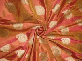 Mary Ann silk fabric with jacquard~Iridescent Orange