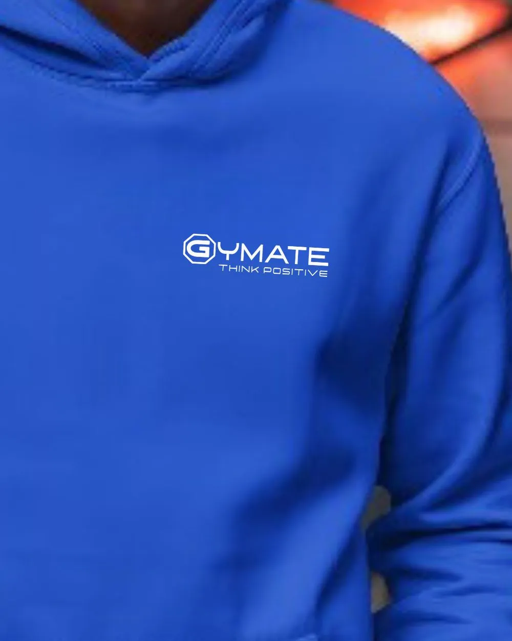 Mens Blue Hoodies chest logo 'Think Positive'