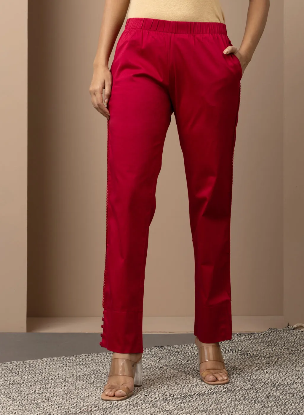 Mia Fuchsia Relaxed Fit Pants for Women