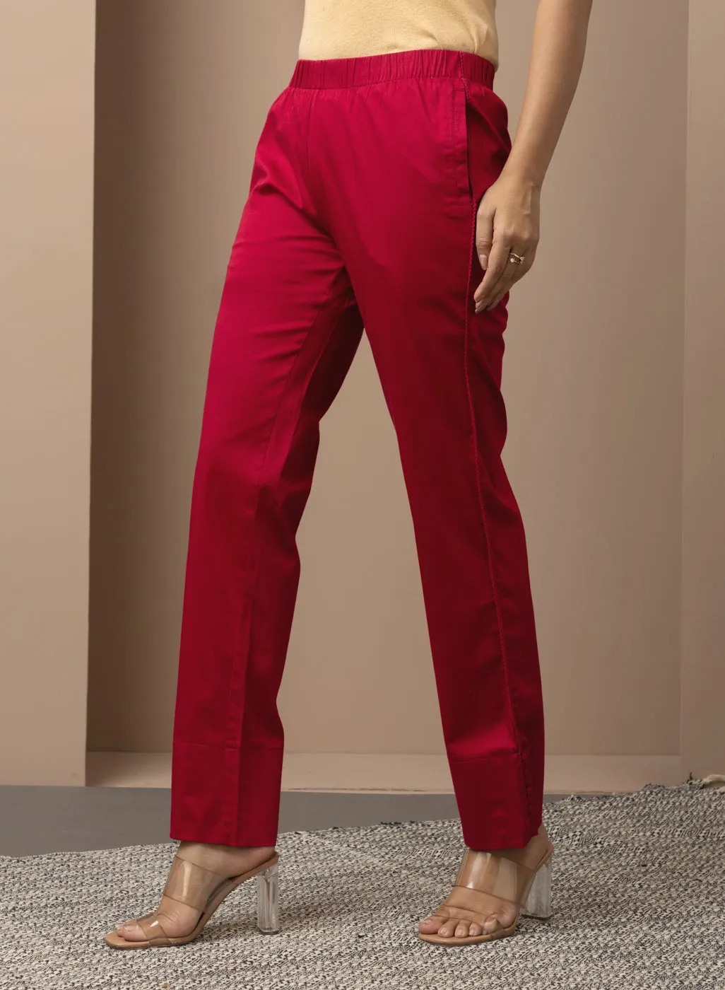 Mia Fuchsia Relaxed Fit Pants for Women