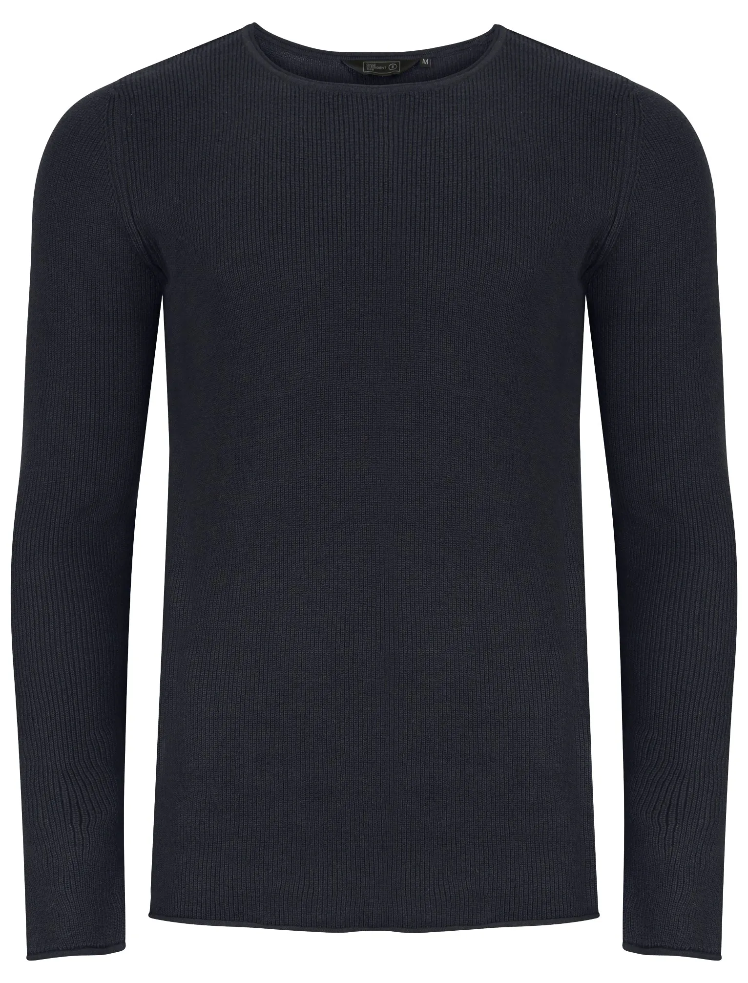 Milburn Ribbed Crew Neck Knitted Jumper In Dark Navy - Dissident