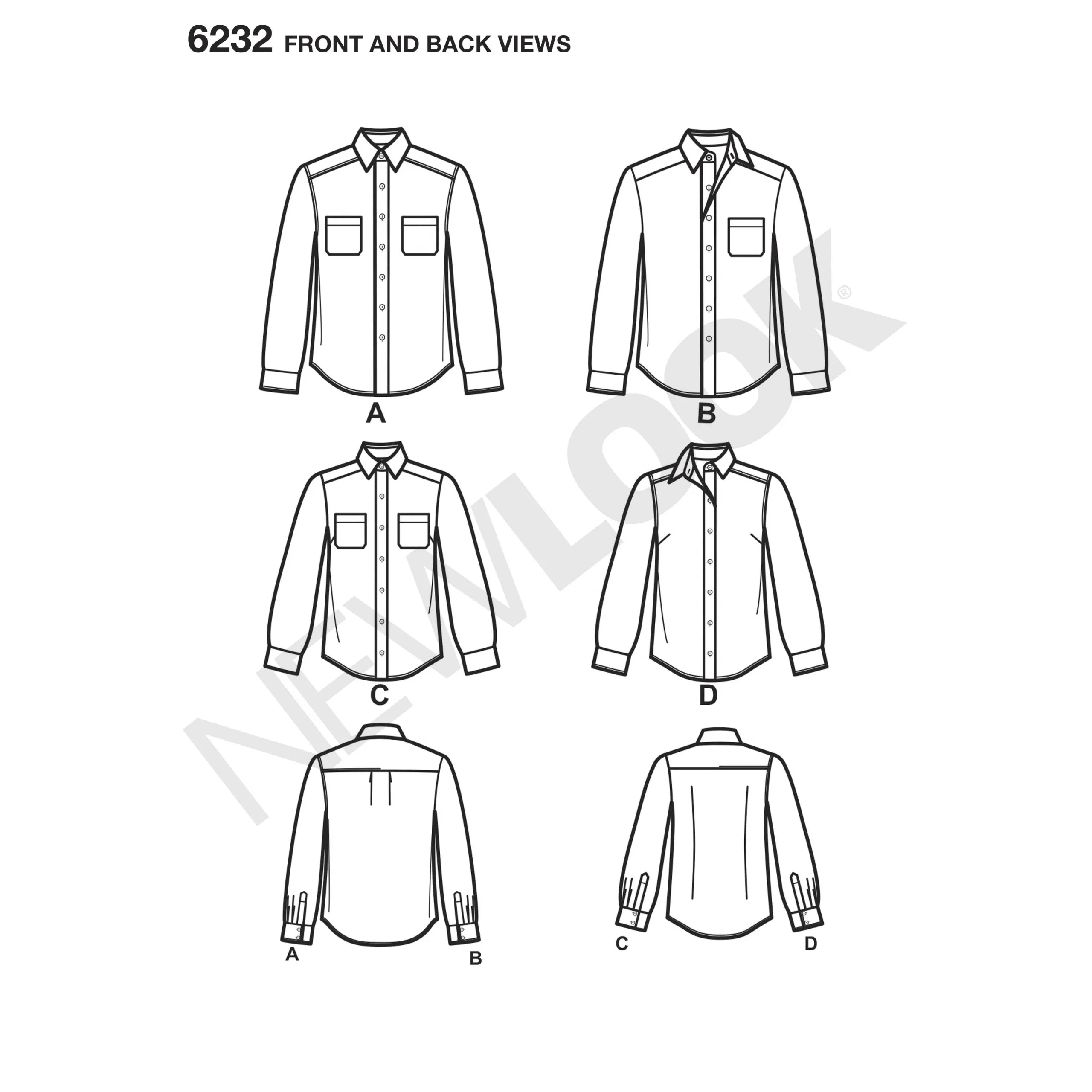 New Look 6232 Misses' and Men's Shirts sewing pattern