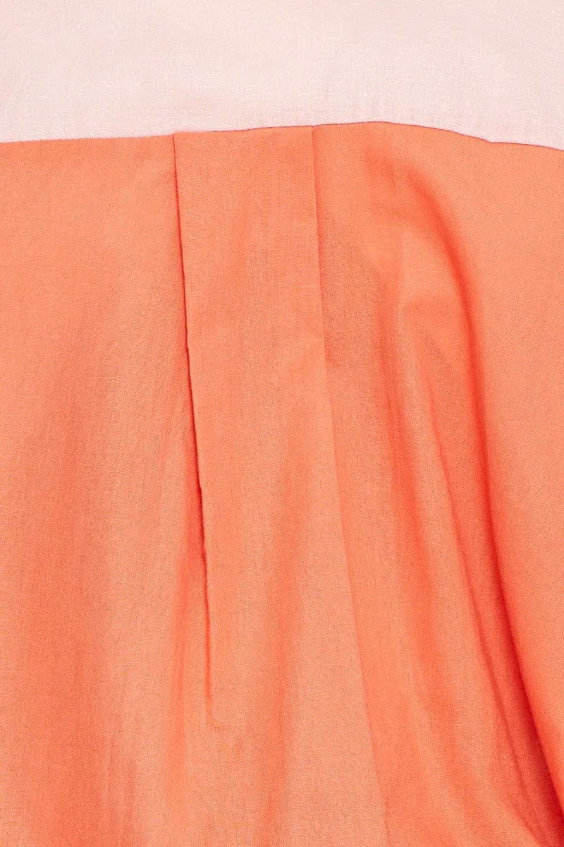 Orange Oversized Shirts Long Sleeve