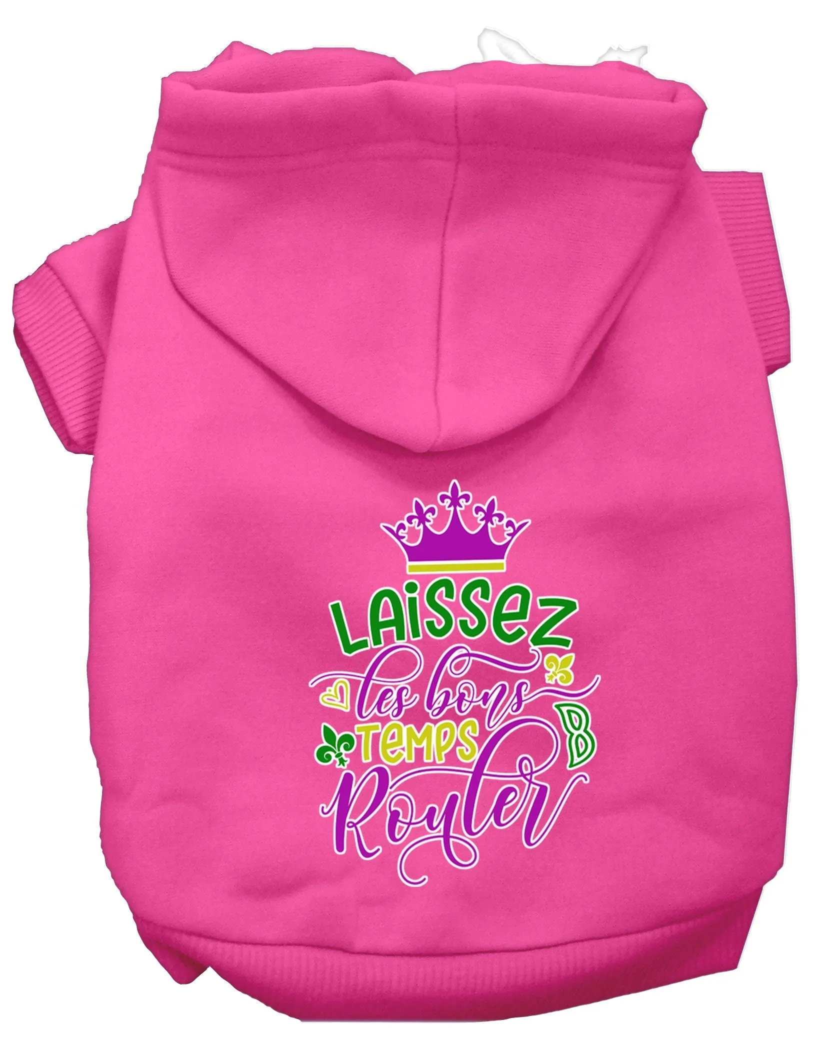 Pet Dog & Cat Hoodie Screen Printed, "Laissez Les Bons Temps Rouler"