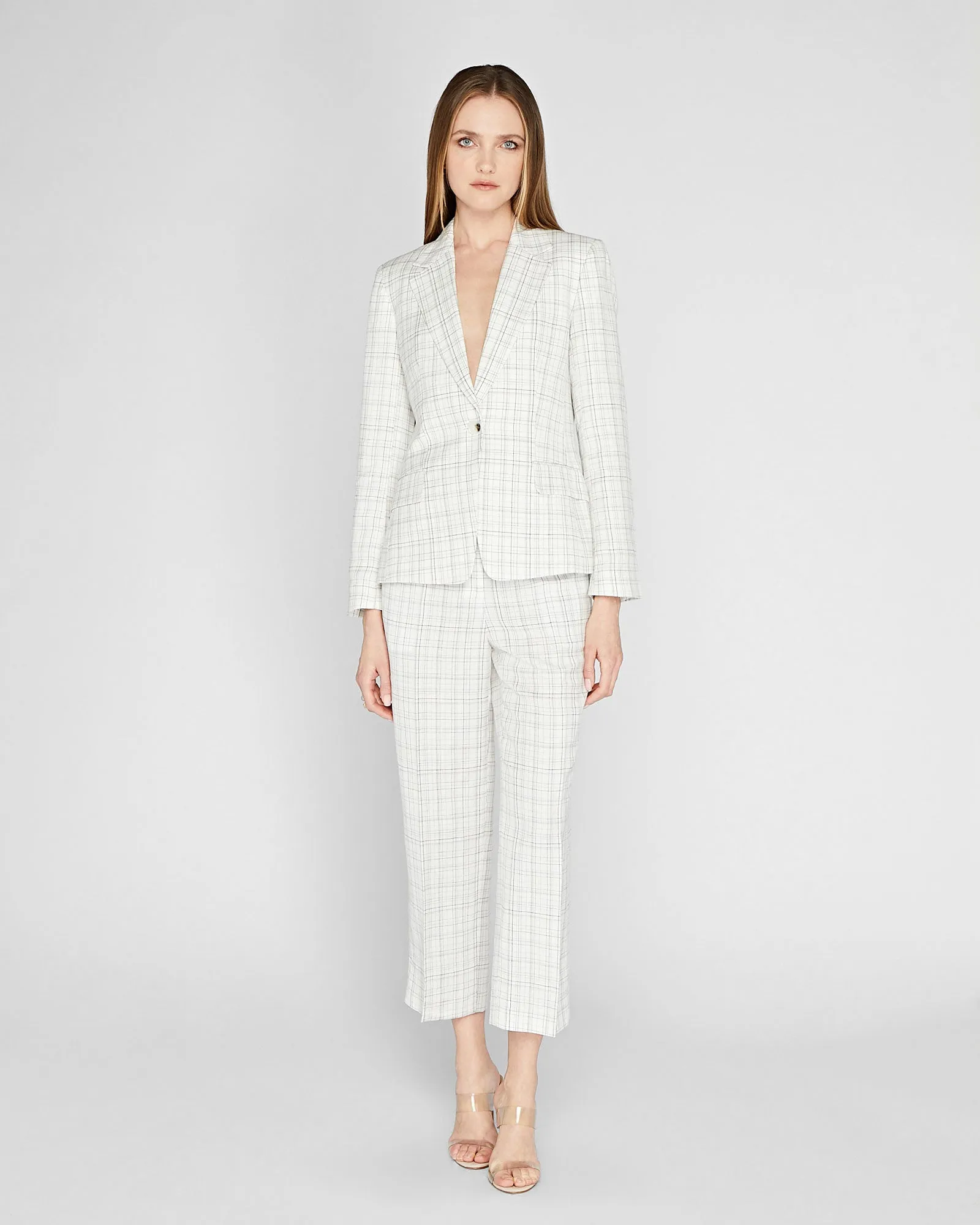 Plaid Signature Linen Blend Blazer