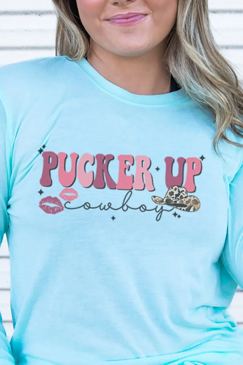 Pucker Up Cowboy Adult Soft-Tek Blend Long Sleeve Tee