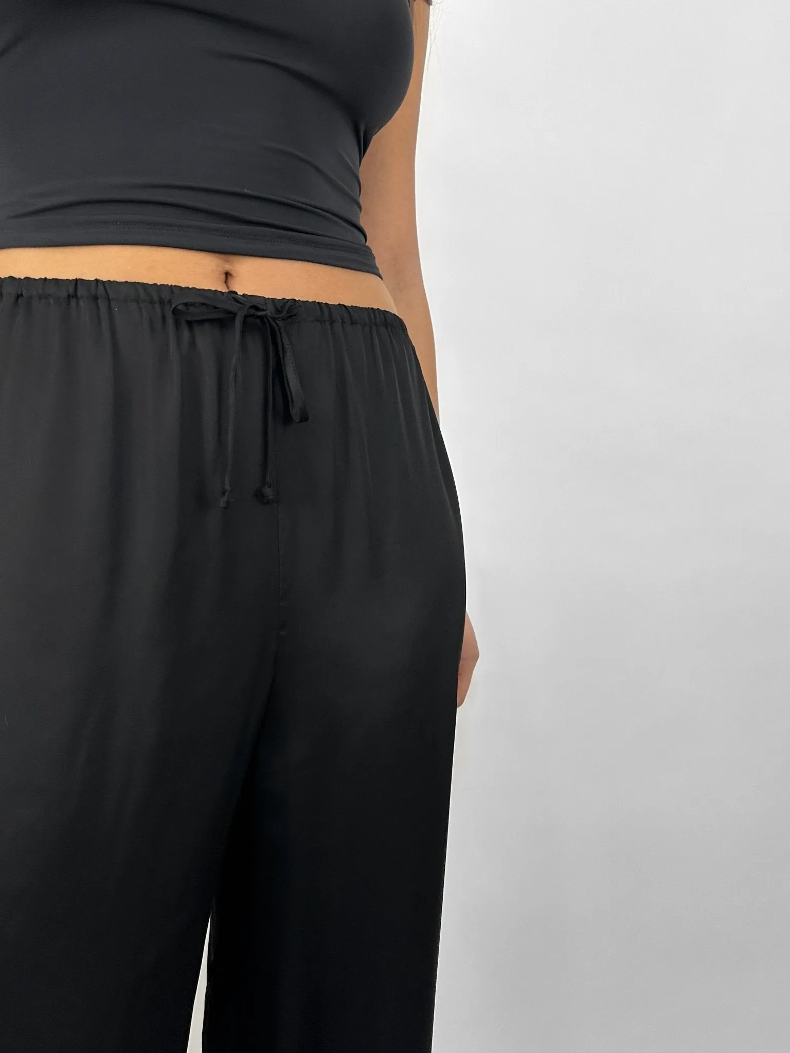 Relaxed Satin Drawstring Pants