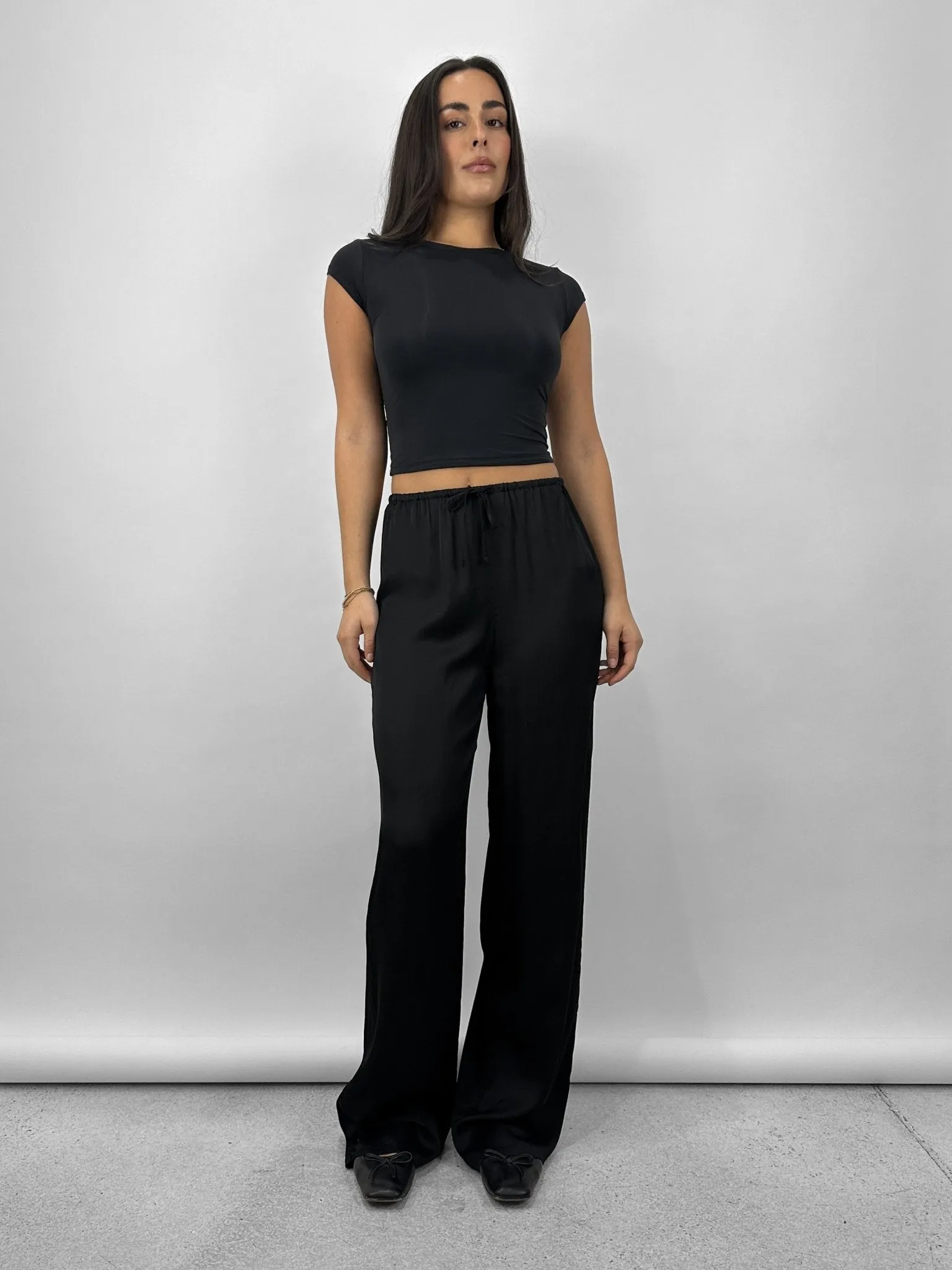 Relaxed Satin Drawstring Pants